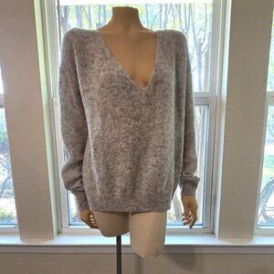 Free People gray alpaca women's S v-neck pullover oversized lightweight sweater